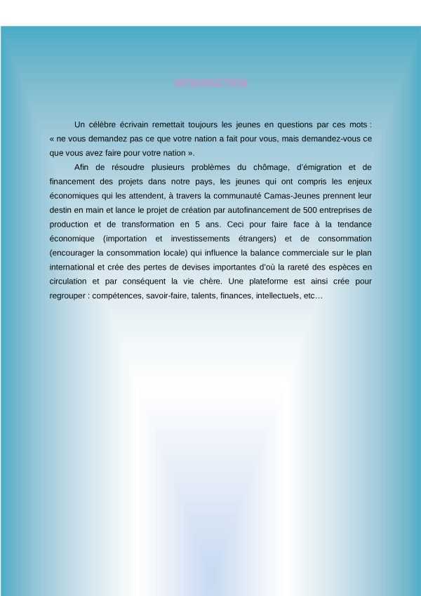Projet camas