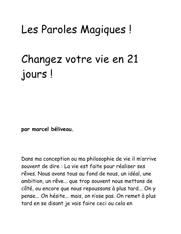 Couverture de Les paroles magiques : changez votre vie en 21 jours