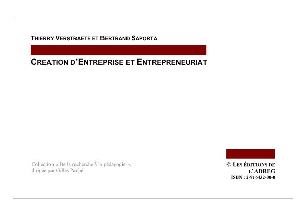 Couverture de Création d'entreprise et entrepreneuriat