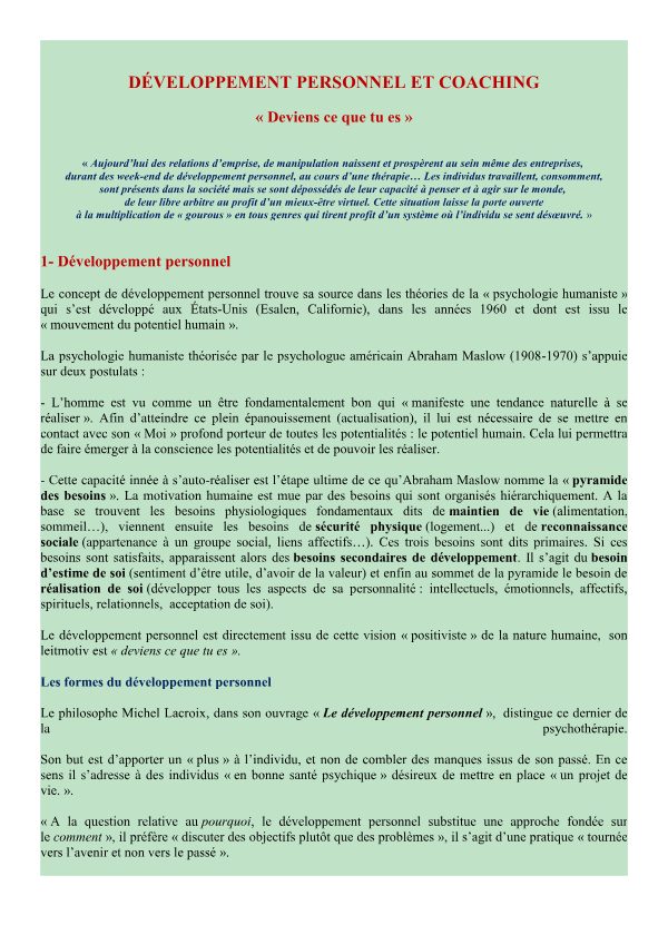 Couverture de Développement personnel et coaching : « Deviens ce que tu es »