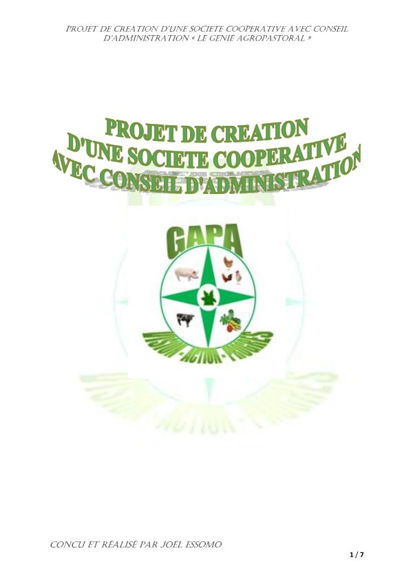 Couverture de PROJET GAPA SCOOP-CA