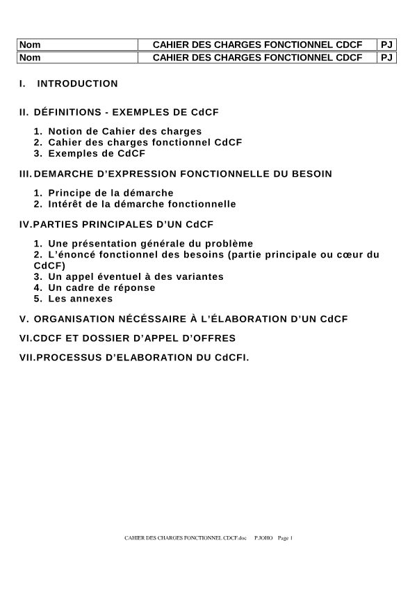 Couverture de Le cahier des charges fonctionnel (CdCF)