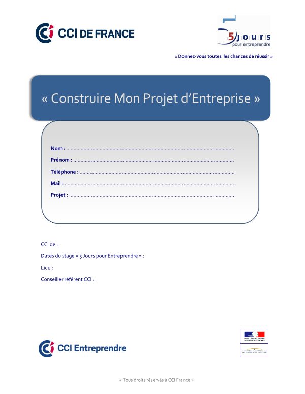 Couverture de Construire mon projet d'entreprise