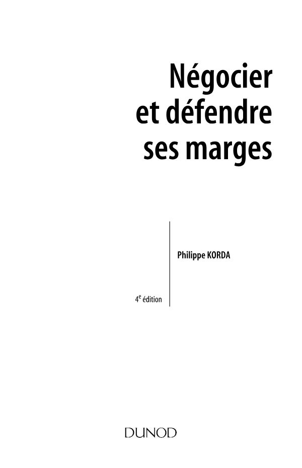 Couverture de Negocie et defendre ses marge