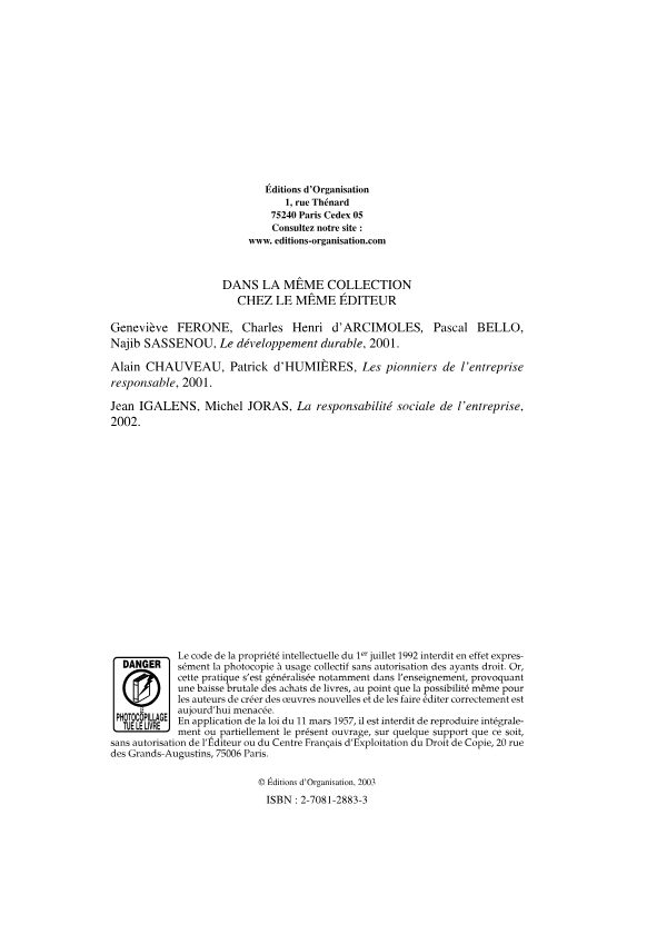 Couverture de L'entreprise responsable